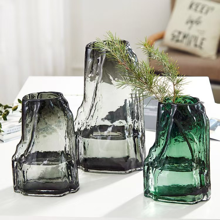 சீன பாணி செயற்கை ராக்கரி கண்ணாடி படிந்த கண்ணாடி குவளை